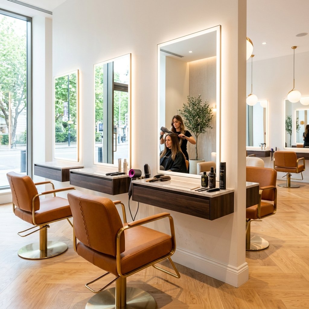 A styling station at the salon
